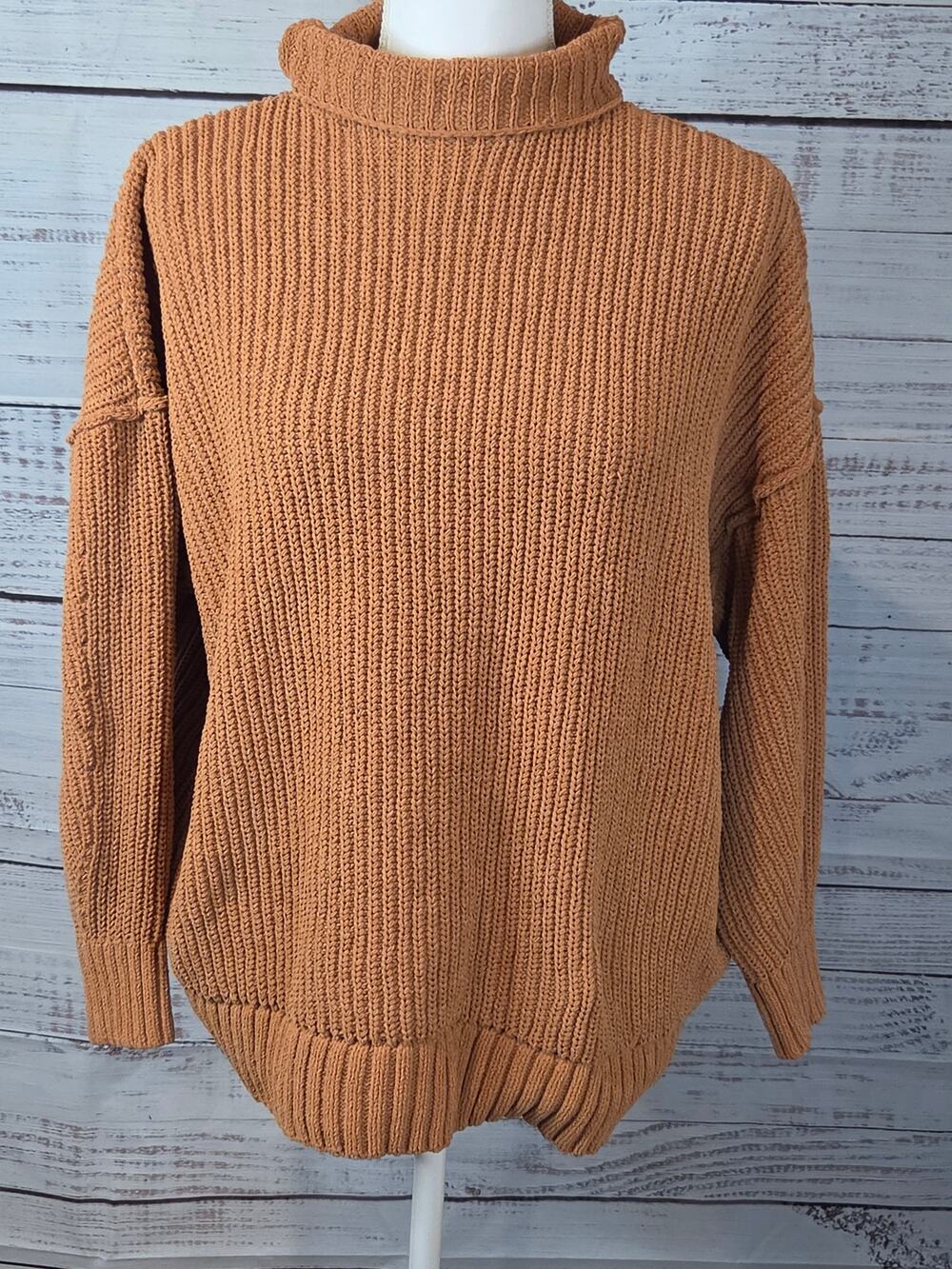 1. Aerie Burnt Orange Heavy Ribbed Mockneck Slouchy Sweater S/P